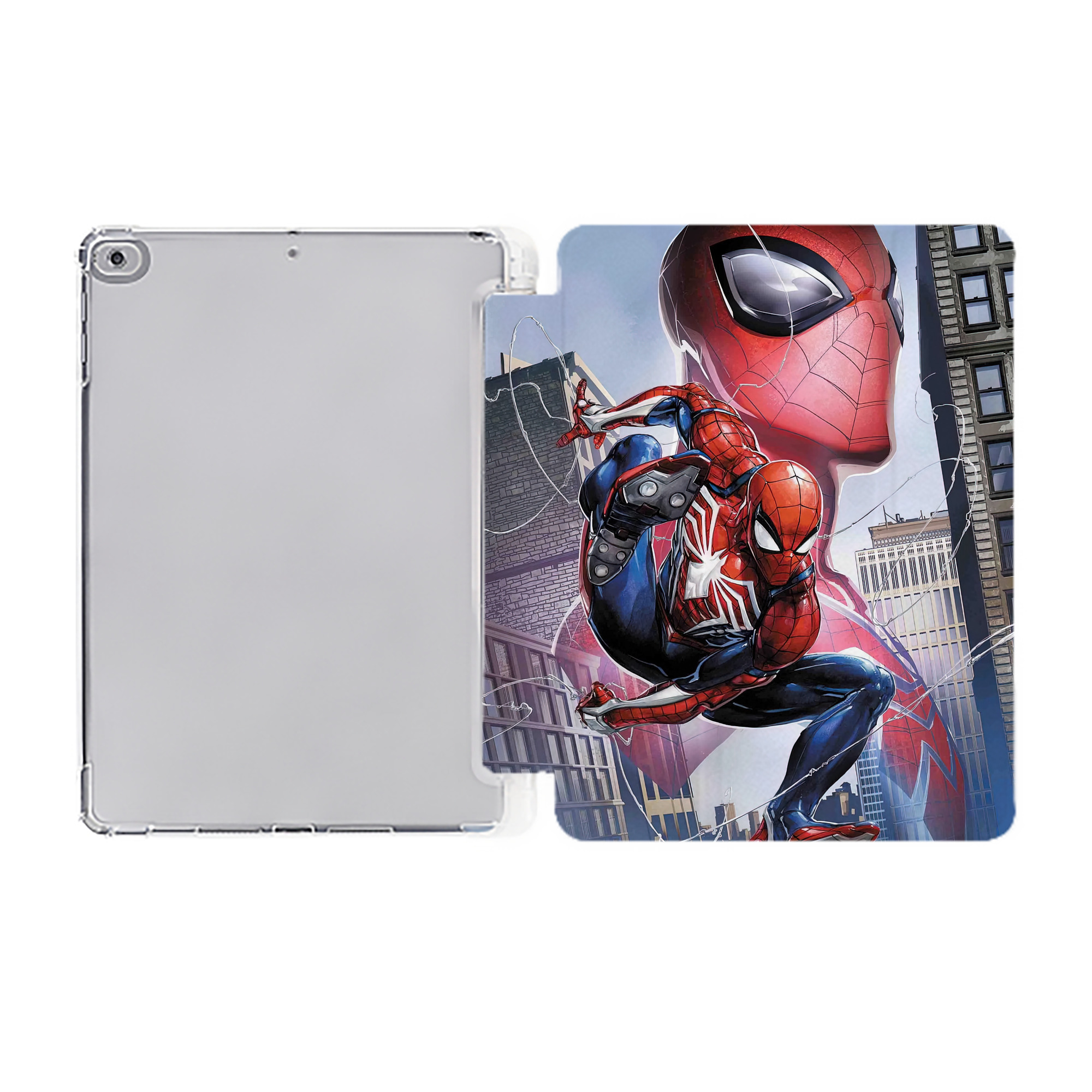 （画像用） Spider Man スパイダーマン IPad ケース ペン収納付き 三つ折りスタンド PUレザー×シリコン 対応機種9.5/10.5/10.9インチ